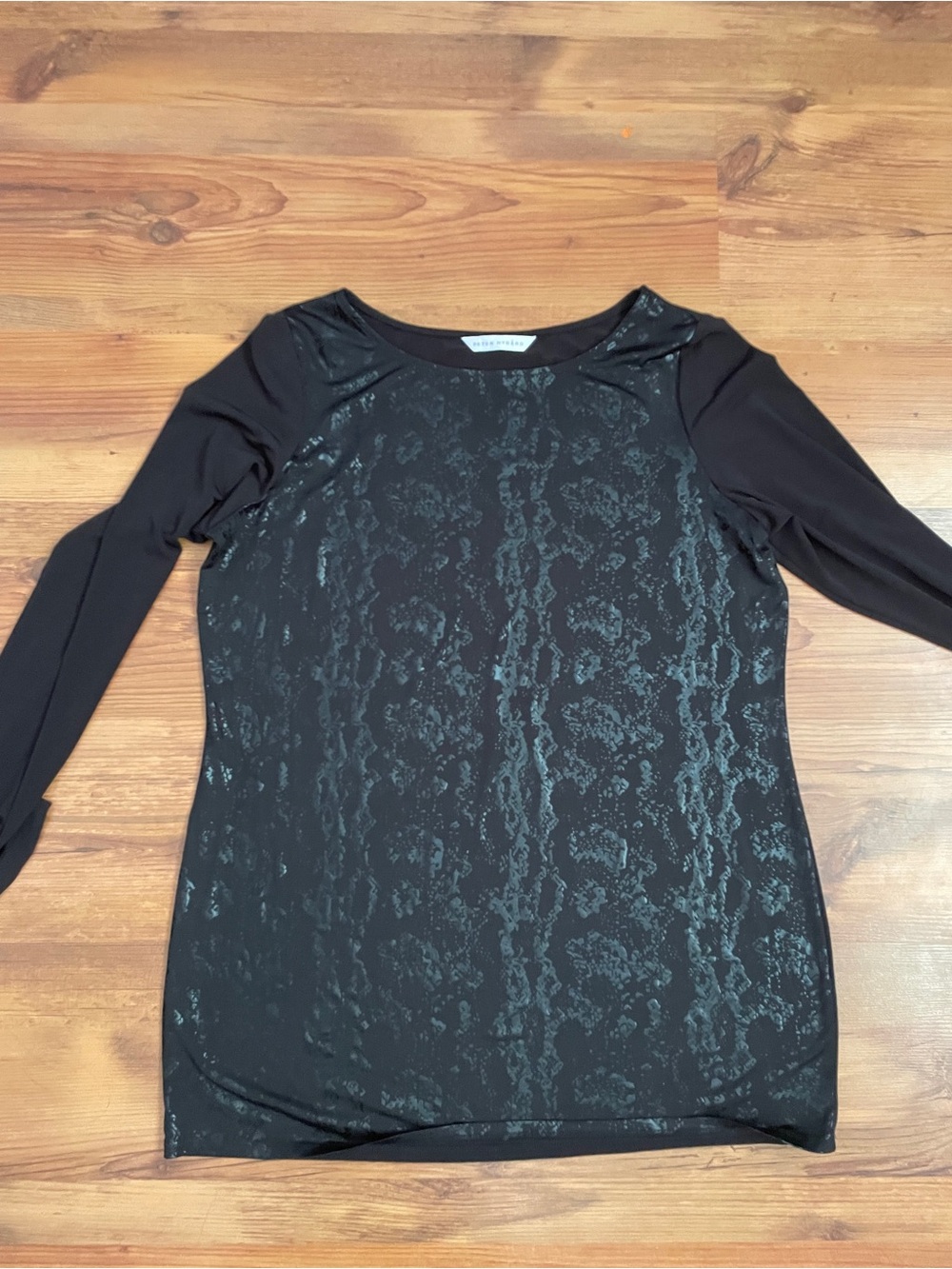 Peter Nygard Black Long-Sleeve Metallic Pattern Dress